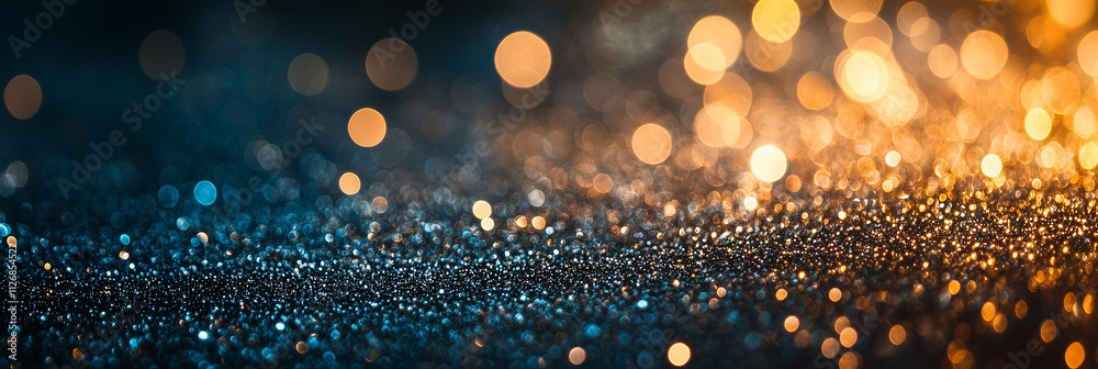 Abstract Glittering Bokeh Lights in Blue and Gold Background Abstract Glittering Bokeh Lights in Blue and Gold Background