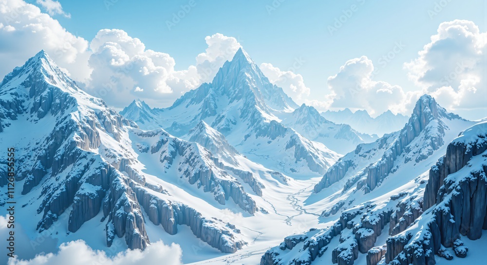 Obraz premium Breathtaking mountain landscape under a vibrant sunset sky