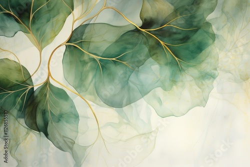 Lines Arrangement abstract watercolor pattern with line art leaves. Vector modern tropical background. Floral leafy pattern. Fashion trendy abstract arrangements with tropical lines flowers, leaves.
