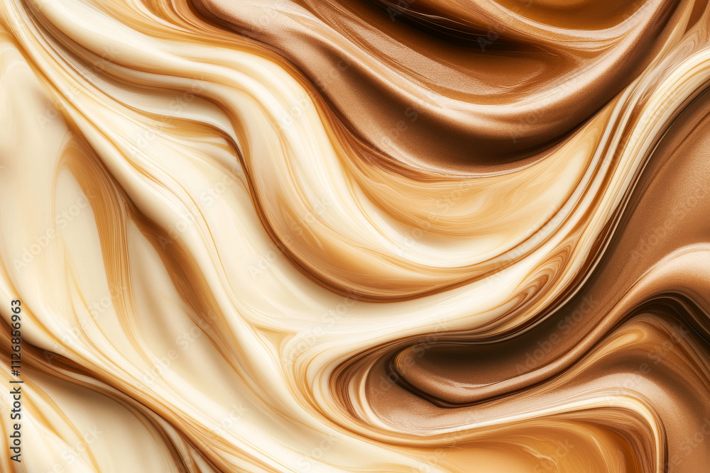 Fototapeta premium A delicate mocha mousse background featuring smooth folds of light brown and caramel hues.