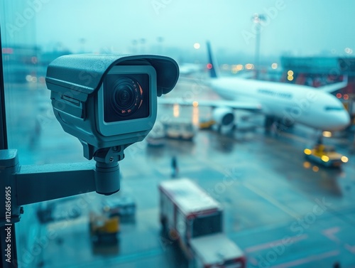 Surveillance camera overlooking airport runway.