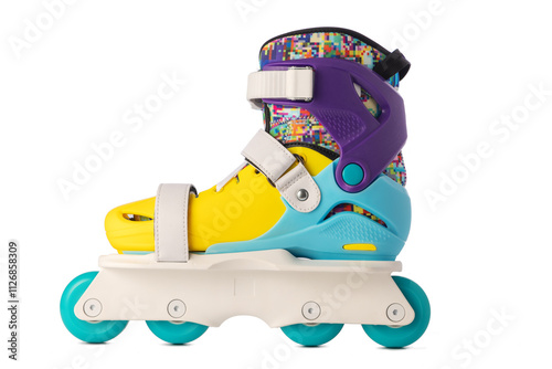 Roller skates multicolour for freestyle fitness riding in the city park and skating on a ramps photo