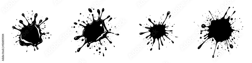 A black paint splatter marks the icon, creating a monochrome flat symbol in a modern illustration design.