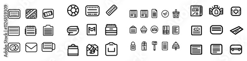 Thin, modern icon set for tickets, featuring black and white designs.