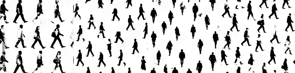 Monochrome Print of a Seamless People Ink Pattern Design Monochrome Print of a Seamless People Ink Pattern Design