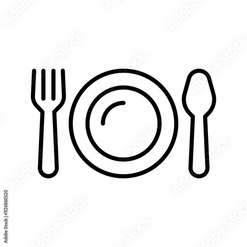 Plate, fork and knife icon