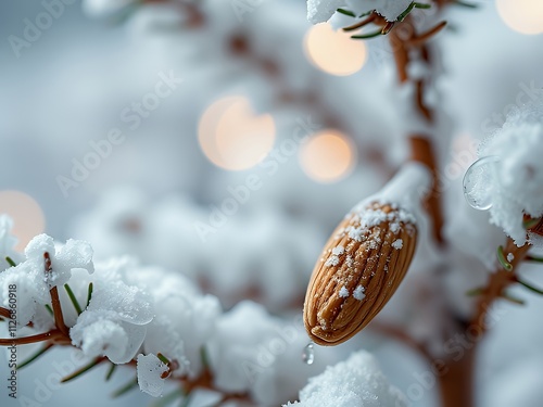 there is a close up of a tree covered in snow. photo