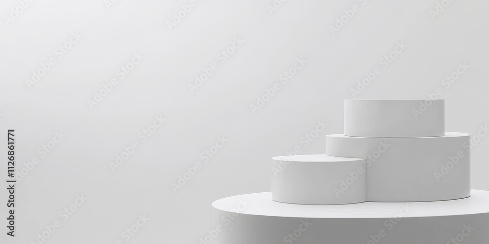 A clean, minimalistic 3D render of a product display pedestal, with smooth, elegant curves and a modern design, suitable for showcasing cosmetics products. A clean, minimalistic 3D render of a product display pedestal, with smooth, elegant curves and a modern design, suitable for showcasing cosmetics products.