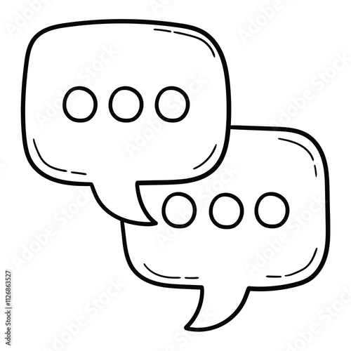 Hand drawn doodle chat icon on a white background.