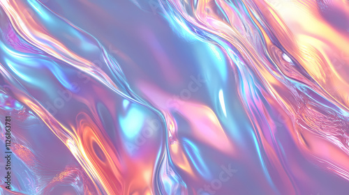 Abstract iridescent water surface with sun reflections. Opalescent. Illustration
