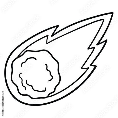 Hand drawn doodle falling meteorite on white background.