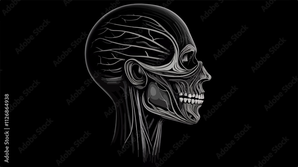 Human Head Vein Vector Symbol Icon: Professional Design for Medical Use