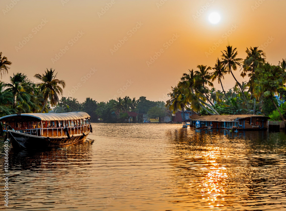 Fototapeta premium Kollam: The Serene Gateway to Kerala's Backwaters 