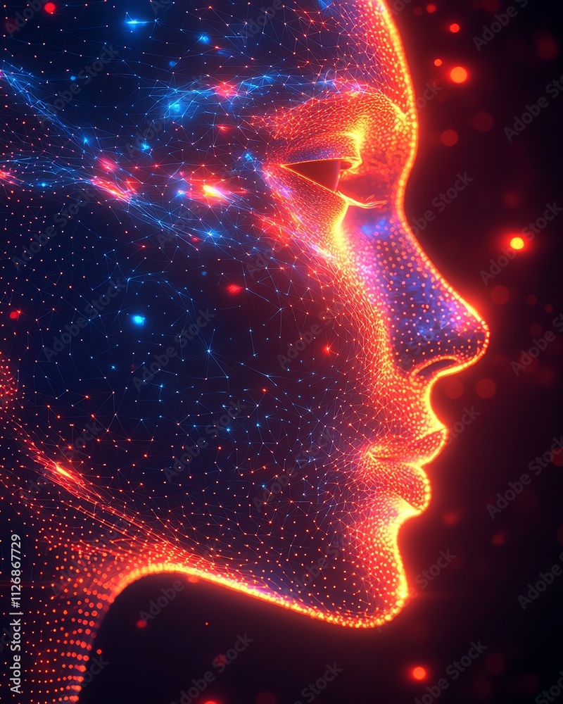 Abstract polygonal human face profile Abstract polygonal human face profile