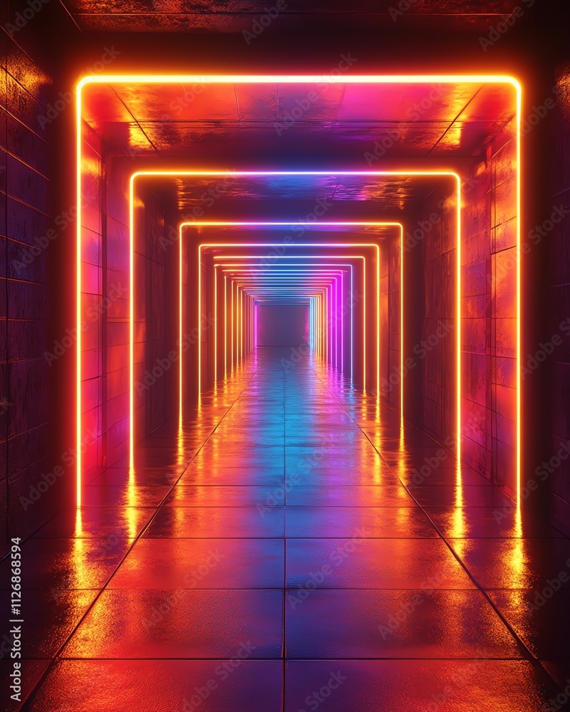 Abstract square tunnel in 3D Abstract square tunnel in 3D