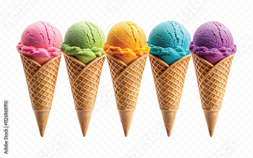 abstract 3d Triple scoop ice cream cone png design 