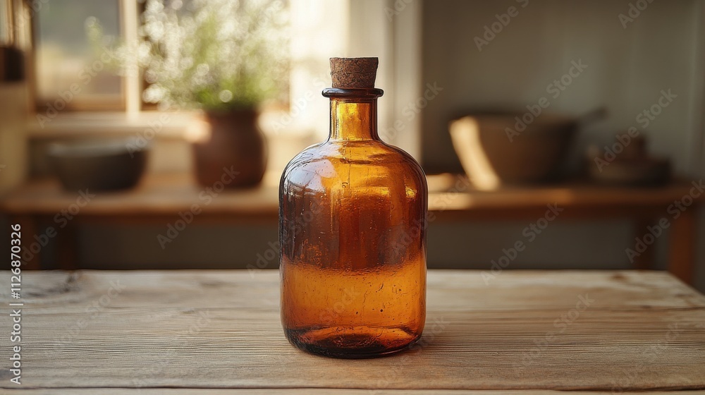 a glass bottle with a brown liquid in it a glass bottle with a brown liquid in it