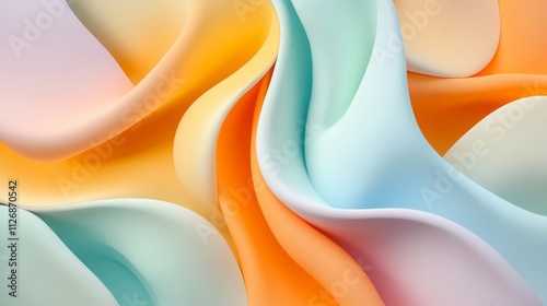 Wallpaper Mural Abstract Pastel Waves Colorful 3D Render Smooth Textures Minimalist Background Torontodigital.ca