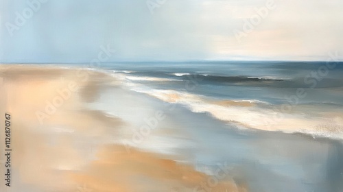 Serene Coastal Scene Soft Sands Gentle Waves