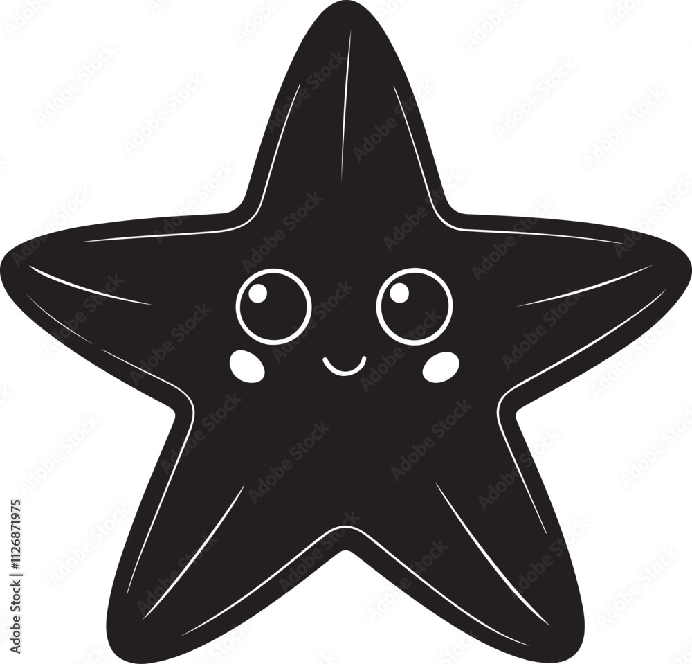 A cute kawaii starfish silhouette vector and illustration design A cute kawaii starfish silhouette vector and illustration design