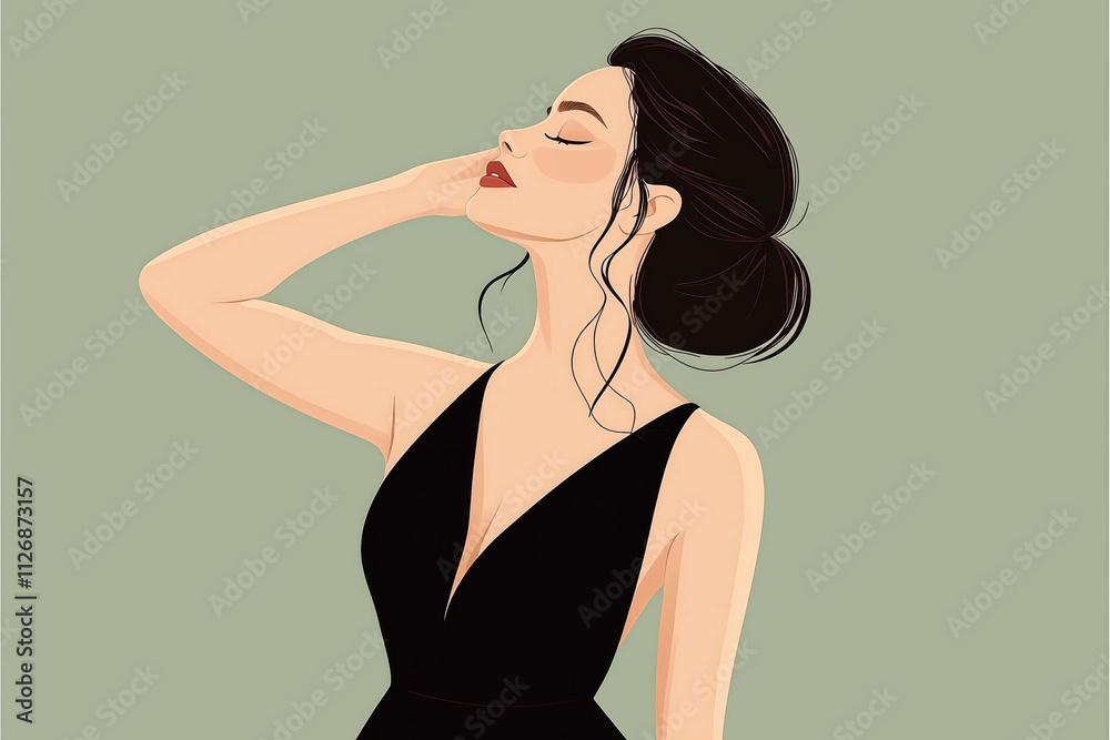 Abstract modern art painting portrait of beautiful brunette woman on gray background Abstract modern art painting portrait of beautiful brunette woman on gray background