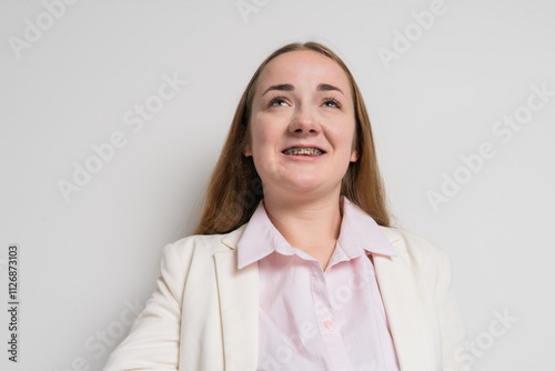 Young woman after dental medical care