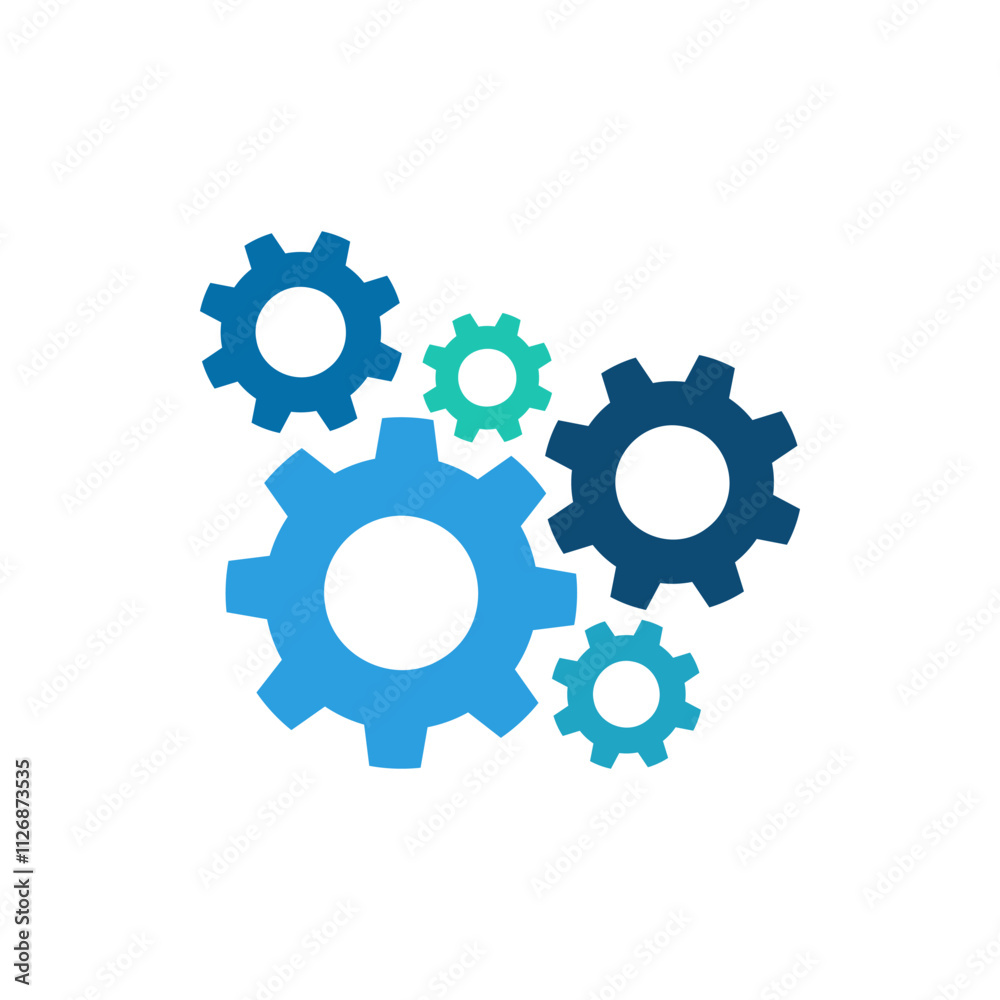 Gear icon with different color. Gear symbol, gear silhouette. Gear vector illustration Gear icon with different color. Gear symbol, gear silhouette. Gear vector illustration