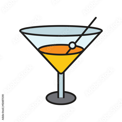 Cocktail Glass color line icon with white background vector stock illustration