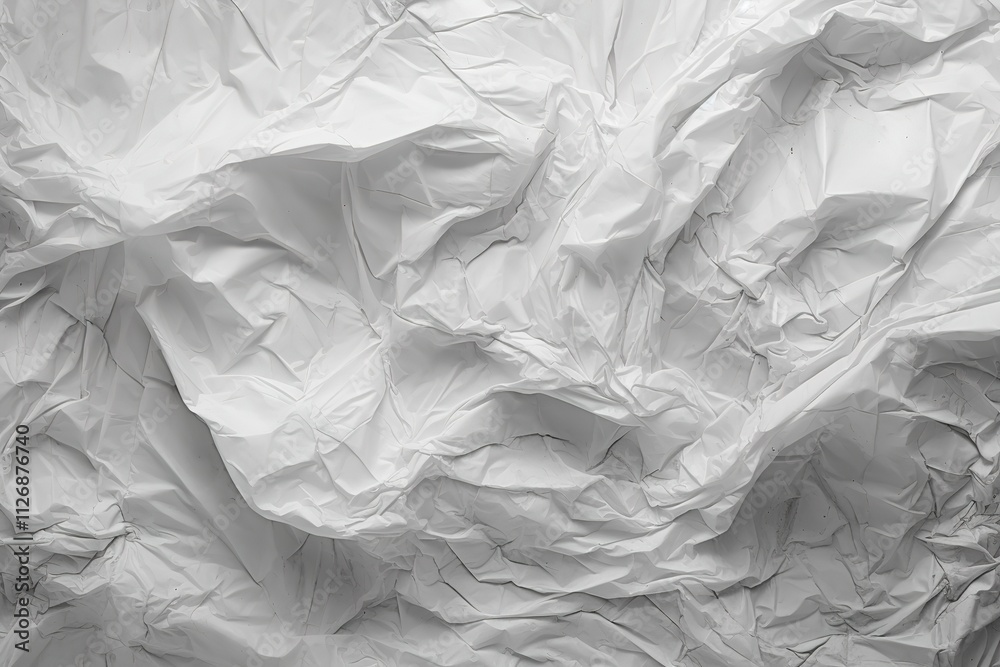 Obraz premium Minimalist White Wrinkled Paper Poster with Glued Creased Texture 