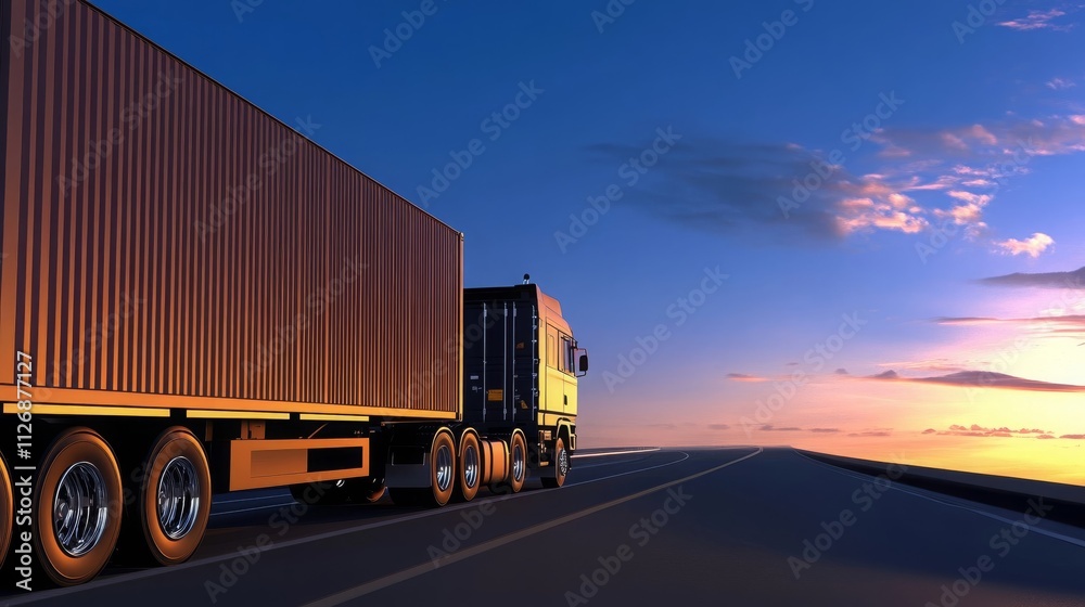 Sunset Highway Trucking Logistics Cargo Transport Global Supply Chain Sunset Highway Trucking Logistics Cargo Transport Global Supply Chain