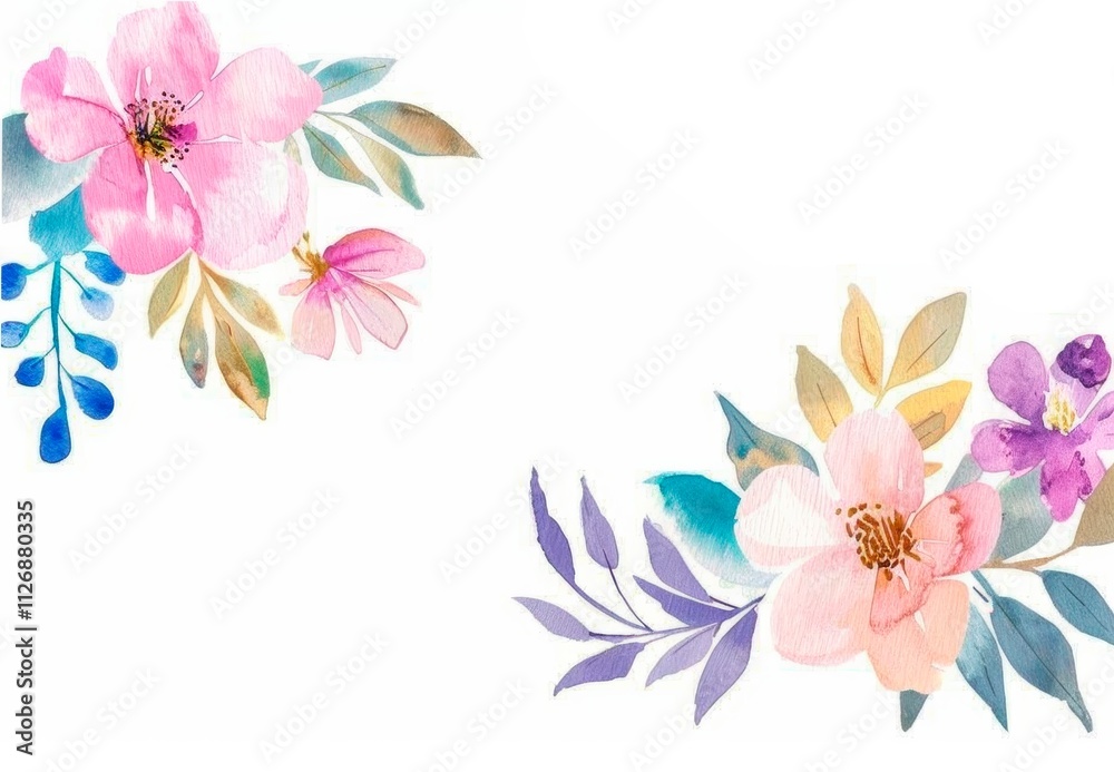 Obraz premium flores acuarela. tarjeta. 