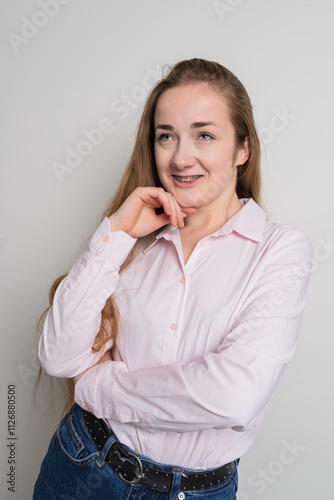 Young woman after dental medical care