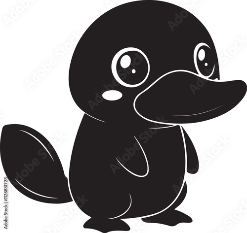 A cute kawaii platypus silhouette vector and illustration design.