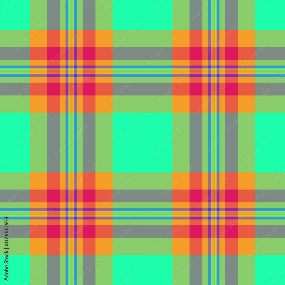 Designer plaid background pattern, 1940s seamless vector texture. Elegance fabric textile tartan check in green and orange colors. Designer plaid background pattern, 1940s seamless vector texture. Elegance fabric textile tartan check in green and orange colors.