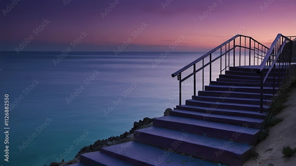 Fototapeta Stairs crossing the dunes to the beach 