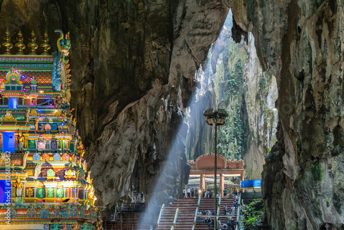 Photography Batu Caves interior with main Hindu Temple, Selangor, Malaysia