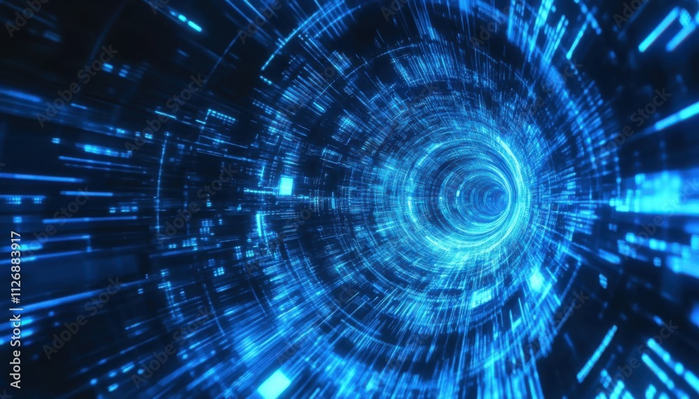 Abstract Blue Digital Tunnel Futuristic Technology Background Abstract Blue Digital Tunnel Futuristic Technology Background