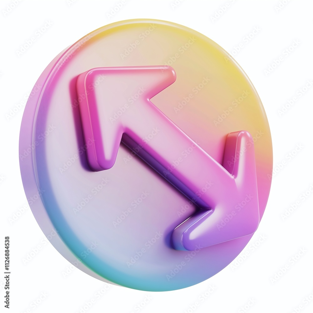 3D gradient arrow icon in soft multicolor tones, combining elegance and minimalism for design use.
