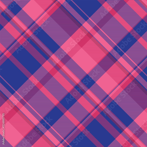 Valentine texture plaid check, royal pattern textile tartan. Nobility seamless fabric background vector in pink and blue colors.