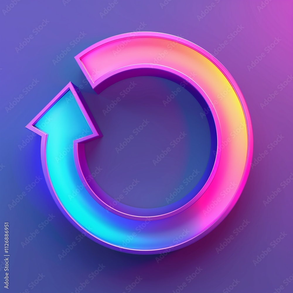 3D gradient arrow icon in soft multicolor tones, combining elegance and minimalism for design use.