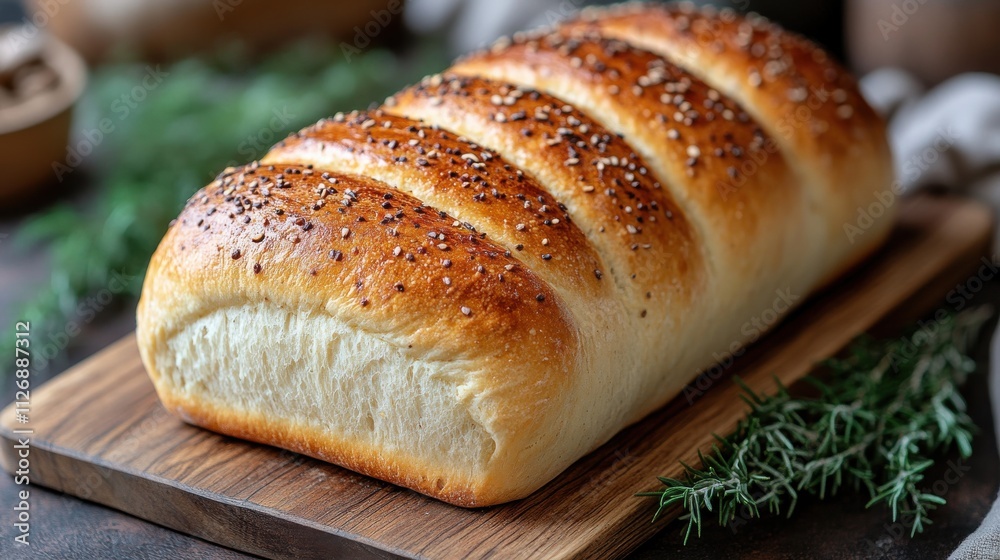 a loaf of bread on a wooden board a loaf of bread on a wooden board