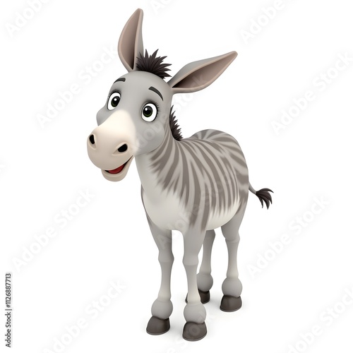 Adorable Cartoon Donkey: A Whimsical 3D Render