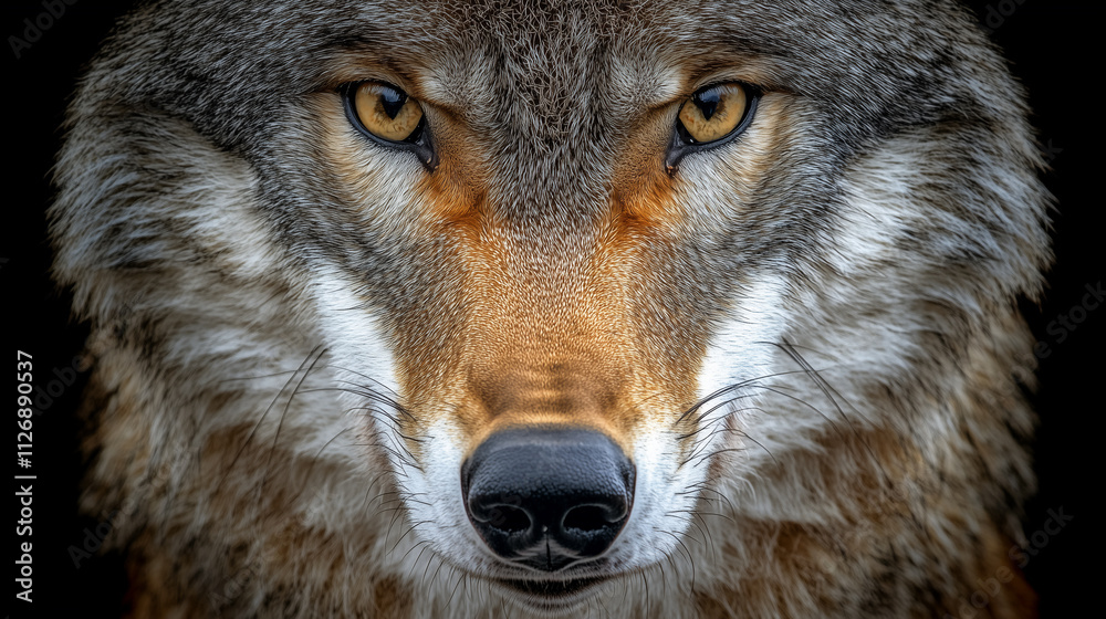 Obraz premium Close-Up Portrait of a Coyote's Face with Intense Gaze