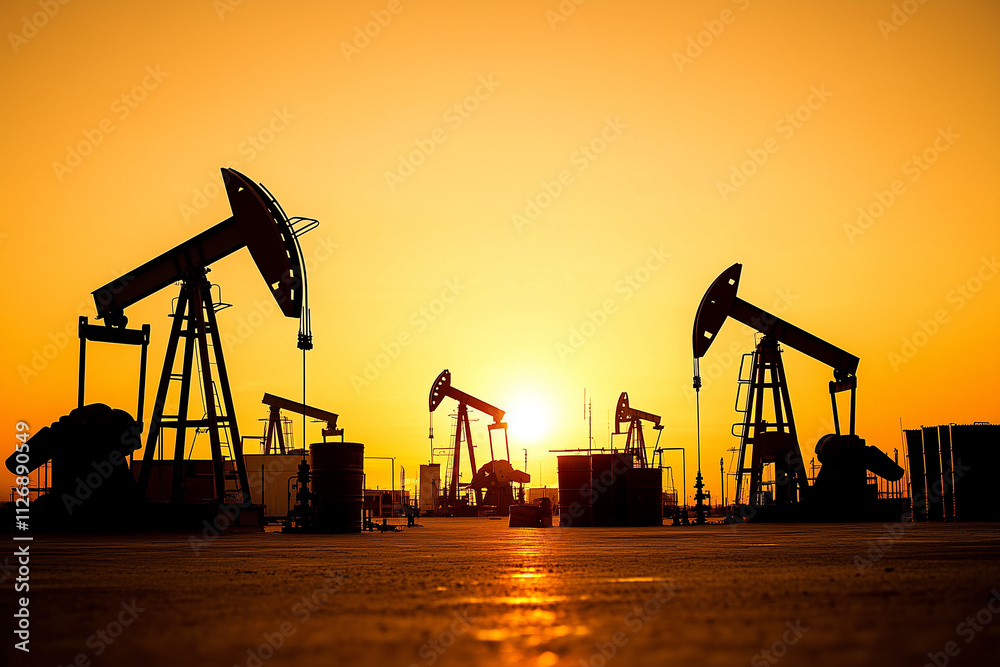 oil pump jack in sunset oil pump jack in sunset
