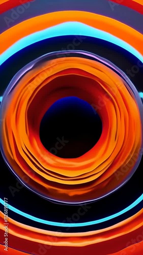 animation of gentle loop of concentric circles softly expanding and contracting, each ring changing colors