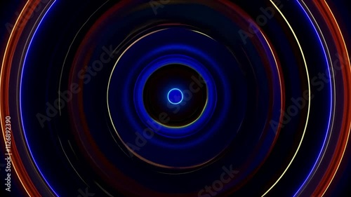 animation of gentle loop of concentric circles softly expanding and contracting, each ring changing colors
