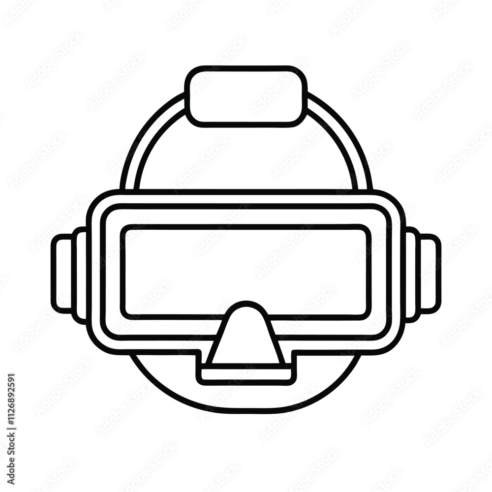 vr headset line art icon sign silhouette vector illustration on white background