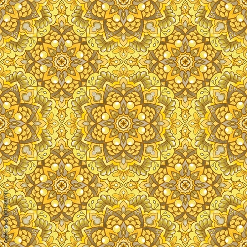 Indian ornamental seamless pattern design in mehendi style with mandala