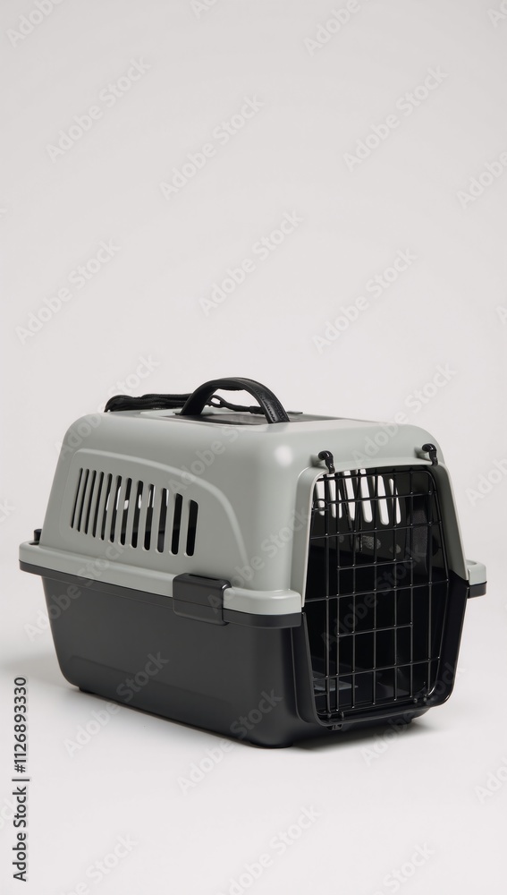 Stylish pet carrier mock-up on clean white background showcasing sleek design and practical features Stylish pet carrier mock-up on clean white background showcasing sleek design and practical features