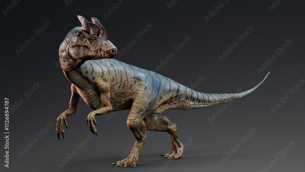 Fototapeta premium Dilophosaurus of background. 3d model rendering